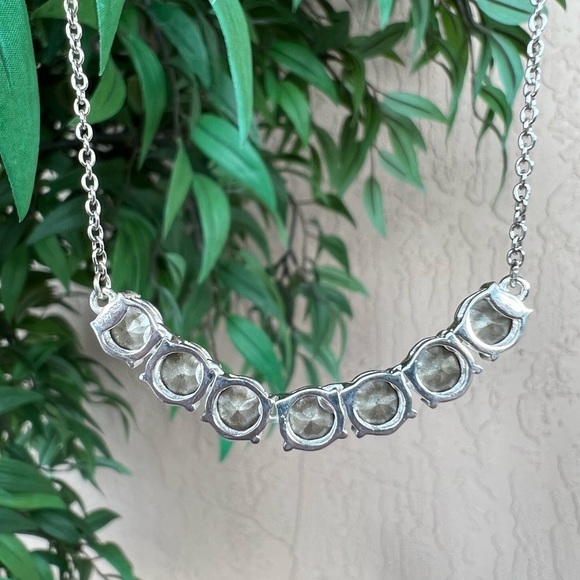 SWAROVSKI Sapphire Crystal Sterling Silver Curved Bar 18” Necklace - Picture 12 of 12